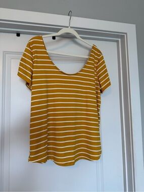 Wantable Double Take Stripe Tee Mustard XL NWT Modal Stretch Striped Top
